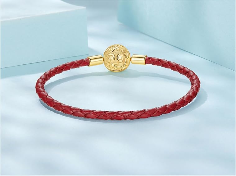 Generisch Damenarmband Aus 925Er Sterlingsilber Mit Perlen Und Lederbesatz, Verziert Mit Glückverheißenden Wolkenmotiven, Inklusive Geschenkbox. Ein Amulett Für Glück Und Wohlstand Perfekt Für