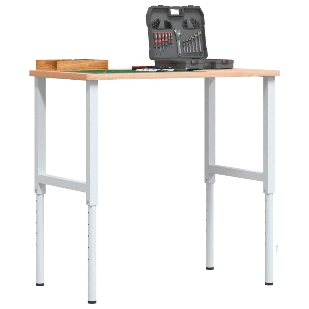 Banco da lavoro, 100 x 60 x 71,5-98 cm, in legno massello di faggio, rettangolare