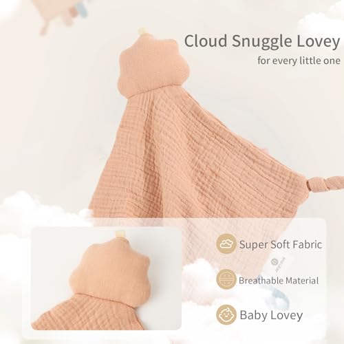 Image of insular Muslin Baby Lovey Security Blanket Soothing Towel (Green Cloud&Khaki Cloud)
