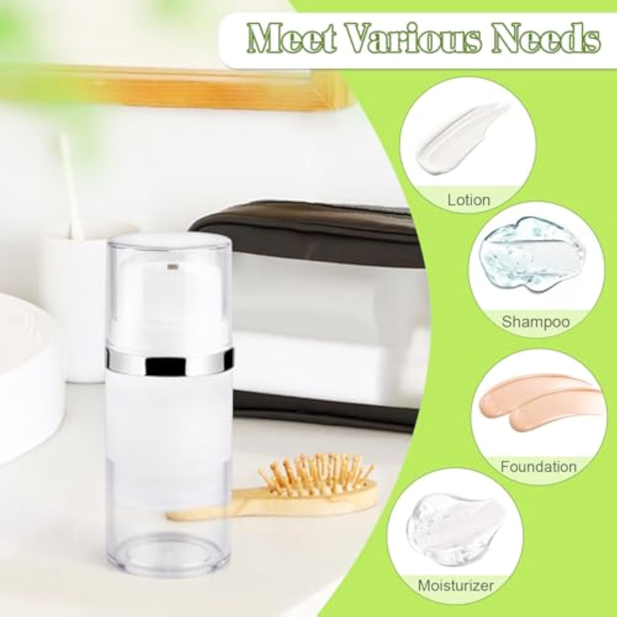 4 Pcs 50ml Airless Pump Jar Refillable Cosmetic Containers