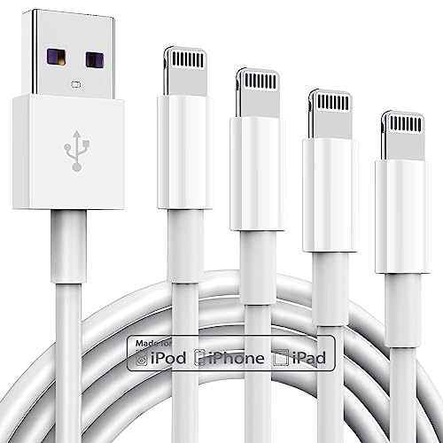 4 Pack Apple MFi Certified iPhone Charger Cable 6Ft, Apple Lightning to USB Cable Cord 6 Foot, 2.4A Fast Charging, Apple Phone Long Chargers for iPhone 14/13/12/11/ X/XS/XR/8/7/6/SE Plus Pro Max Mini by TUMABER - Used condition - US$15.58