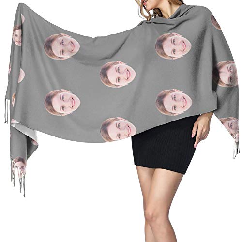 JINLIN Women Scarves, Personalized Face Scarf Winter Long Scarves Wraps - Tassel Shawl Gift for Mother Father Grandma4