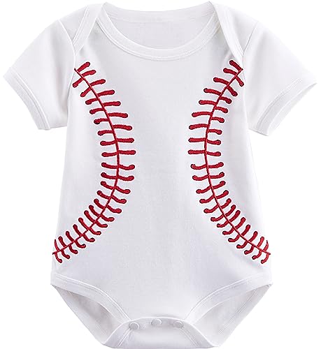 Image of COSLAND Baby Boys' Cotton Sport Casual Bodysuit, Infant Short Sleeves Pattern Outfits, 0-18 Months