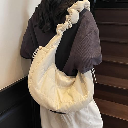 Quilted Crossbody Shoulder Bag For Women Lightweight Ruched Nylon Bag With Large Capacity Trendy Casual Satchel Purse2