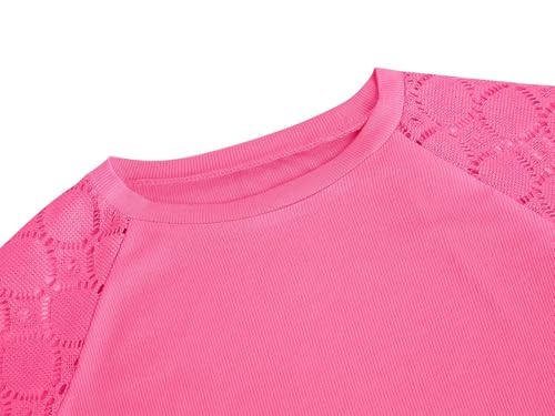 Image of Apbondy Girls Long Sleeve Shirts Lace Crewneck Blouses 5-14 Years