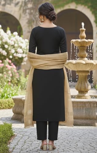 Image of GRECIILOOKS Kurta Sets for Woman | Kurti Set | Women's 3 Piece Dupatta Set | Silk Cotton Kurta Sets for Woman | Elegant Suit Set for Women Cotton | Women Kurta with Dupatta Cotton