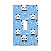 Panda Cute Cartoon Print Light Switch Cover Plate, 1- Gang Standard Size 4.5\" x 2.76\", Decorative Toggle Wall Plate Covers, Unbreakable Polycarbonate Thermoplastic