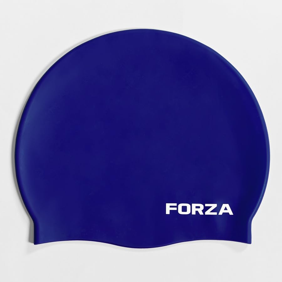 FORZA Kids’ Swimming Caps | Premium Silicone Swim Hats for Children Aged 3-13 | Comfortable, Durable, & Splash-Proof | Available In 5 Multiple Pack Sizes (50, Navy, M)