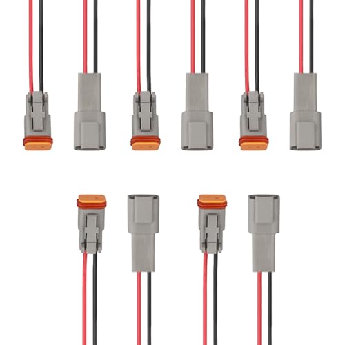ZIMISI 2 Pin Deutsch Car Waterproof Electrical Connectors 17AWG 2 Way Automotive Male Female Plug Wiring Harness 2 Wire Deutsch Connector for Cars Boats Trucks (2 Pin)