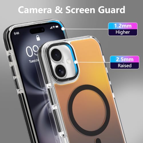 Image of Magnetic Case for iPhone 16 Plus [Compatible with Magsafe] [Cute Fashion Fluorescent Design] [1 Screen Protector] Slim Translucent Matte Case for iPhone 16 Plus 6.7 inch 2024, Black