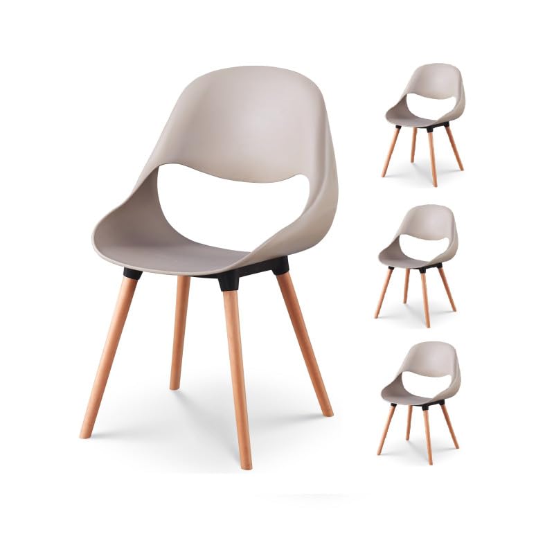 Kosmi - Set di 4 sedie per sala da pranzo KLOE beige e gambe in...