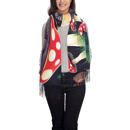 JEJEA Châle pashmina imprimé champignons magiques pour femme pour robe de soirée, demoiselle d'honneur, mariage, écharpe douce d'hiver