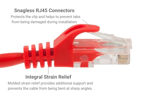 Cable de red Cat6 UTP patch cord 10 ft rojo RJ45 miniatura 3