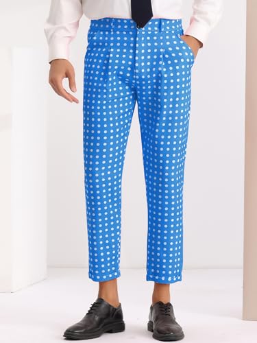 Lars Amadeus Polka Dots Dress Pants for Men's Pleated Front Ankle Length Cropped Pants2
