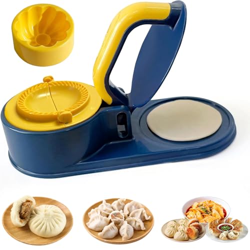 3 In 1 Dumpling Maker Press Kitchen Empanada Maker Press Baozi Bun Mold Manual Pastry Dumpling Wrapper Machine For Chinese Food, Empanada, Ravioli, Pierogi, Hand Pie (Light Blue)
