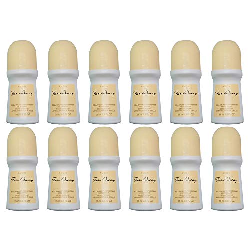 Antiperspirant Deodorants Roll On Far Away by Avon 2.6 Ounces. 12-Pack