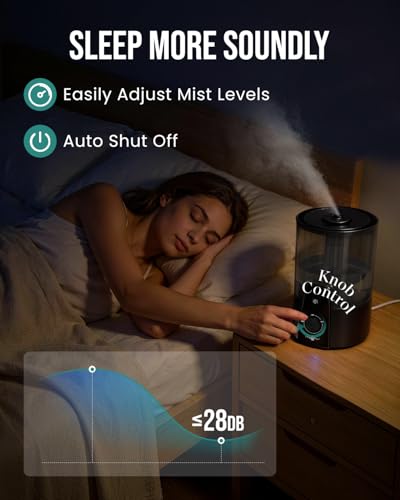 Kaxidol Humidifiers for Bedroom,1.06Gal(4L) Dishwasher Safe Design Easy to Clean, 3-in-1 Humidifier & Aroma Diffuser & Night Light,Top Fill,360° Ultra-Fine Spray,Auto Shut-Off,Home,Baby Nursery,Black - Image 5