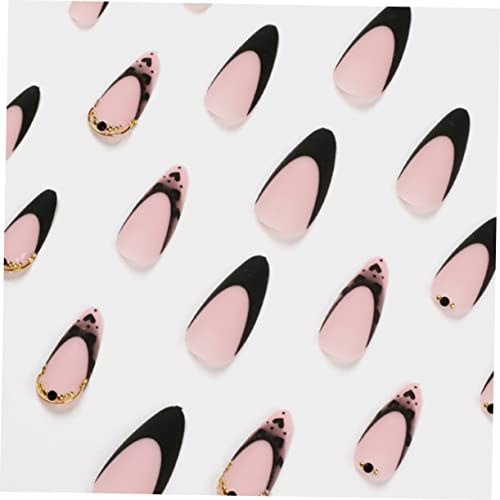 KALLORY 72 Pçs Unhas Francesas Borda Preta Uñas Postiças Decoradas Peças De Unhas Falsas Femininas P