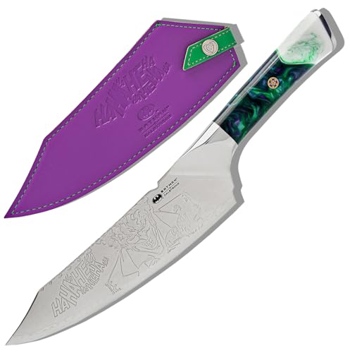 Dalstrong Joker Edition 8 Chef Knife (DC Official License) 5-Layer 9CR18MOV Stainless 812 Edge Unique Joker-Art Resin Handle For Collectors Gift-Giving & Real Kitchen Use