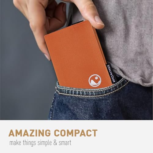 Image of Minimalist Slim Wallet for Men, Heavy Duty Ripstop Nylon Trifold Wallet, Water Resistant Durable Front Pocket Wallet with Elastic Band, Large Capacity, Includes 1 RFID Blocking Card, Brown