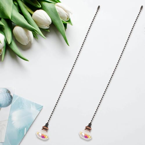 Image of GORGECRAFT 2PCS Ceiling Fan Pull Chain 13 Inches Light and Fan Cord Swith Connector Clear Crystal Diamond Fan Pull Chain Charms Ceiling Fan Pull Chain Extenders for Ceiling Light Lamp Fan