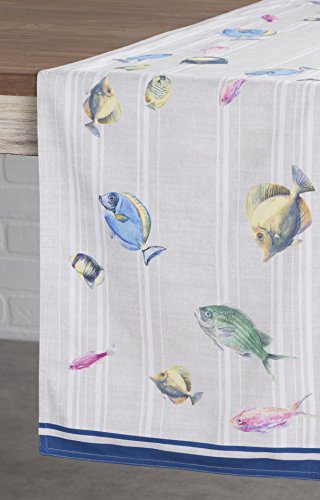 Maison D' Hermine Tablerunner 100% Cotton 14.50 Inch X 72 Inch Decorative Table Runner Table Runners For Gifts, Dining, Buffet Party & Wedding, Poisson (Single Layer) - Spring/Summer #TOP3