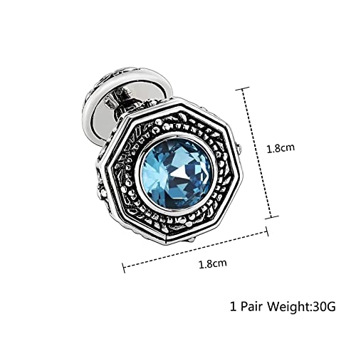 Mancuernillas únicas de acero inoxidable azul para hombre miniatura 2