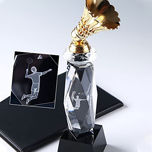 Speciale Trofee Voor Badmintoncompetitie Creatieve Kristallen Trofee Uitstekende Trofee Voor Badmintonspelers Souvenir Voor Badmintoncompetitie (Color : Clear, Size : 32.5cm) - Image 3