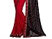 SOURBH Women's Polka Dots Printed Half Half Sari with Unstitched Blouse Piece (Black Red, Onesize)