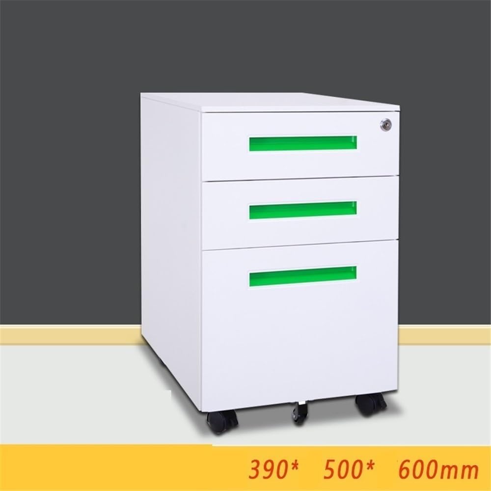 Office File Cabinets Color Steel Mobile File Cabinet Under Desk Thick Storage Cabinet Three Drawers with Wheels for Home Office(Green)