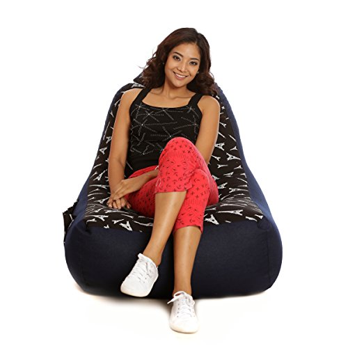 Image of Style Homez Urban Design Denim Canvas Abstract Printed Bean Bag XXL Size Filled with Beans Fillers