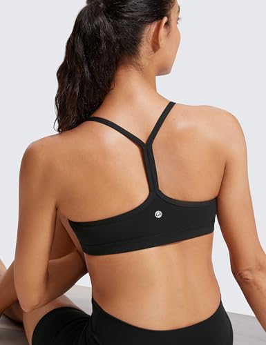 CRZ YOGA Butterluxe Womens Ruched V Neck Sports Bra - Y Back Spaghetti Thin Strap Wireless Padded Bra Yoga Crop Top - Image 4