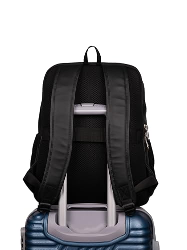Image of ZOUK Men's Office Laptop Backpack (15.6 Inch) | Vegan Leather Travel Bag with Dual Compartments, Padded Laptop Sleeve, Trolley Sleeve, Waterproof Lining & Multiple Pockets |