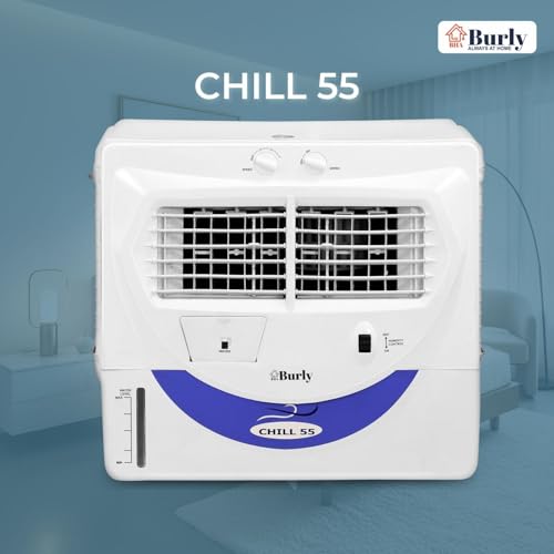 Image of Bhaburly Chill 55L Window Air Cooler for Home Powerful Air Throw Dual Side Water Inlet Wood Wool 1350 RPM 200 W 1 Year Warranty 8 inch Blower 3200 cmh Inverter Compatible 1 yr Warranty