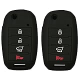 2Pcs Coolbestda Silicone 4buttons Flip Key Fob Remote Skin Cover Protector Keyless Entry Case for 2016 2017 2018 2019 Kia Optima Soul Sorento Sportage Forte Rio Sedona （Not Fit Smart Key Fob）