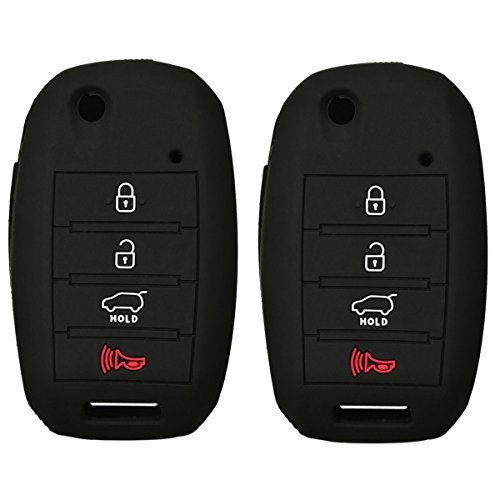 2Pcs Coolbestda Silicone 4buttons Flip Key Fob Remote Skin Cover Protector Keyless Entry Case for 2016 2017 2018 2019 Kia Optima Soul Sorento Sportage Forte Rio Sedona （Not Fit Smart Key Fob）
