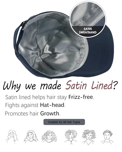 Image of Womens Satin Lined Unstructured Baseball Cap Unisex Silk Lining Washed Cotton Adjustable Vintage Dad Hat