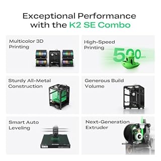 Creality K2 SE Combo 3D Printer, Support Multicolor Printing with CFS, 500mm/s High-Speed, Smart Auto Leveling, Solid Metal Build Frame, Fully Assembled, Next-Gen Extruder, 220×215×245mm Build Volume