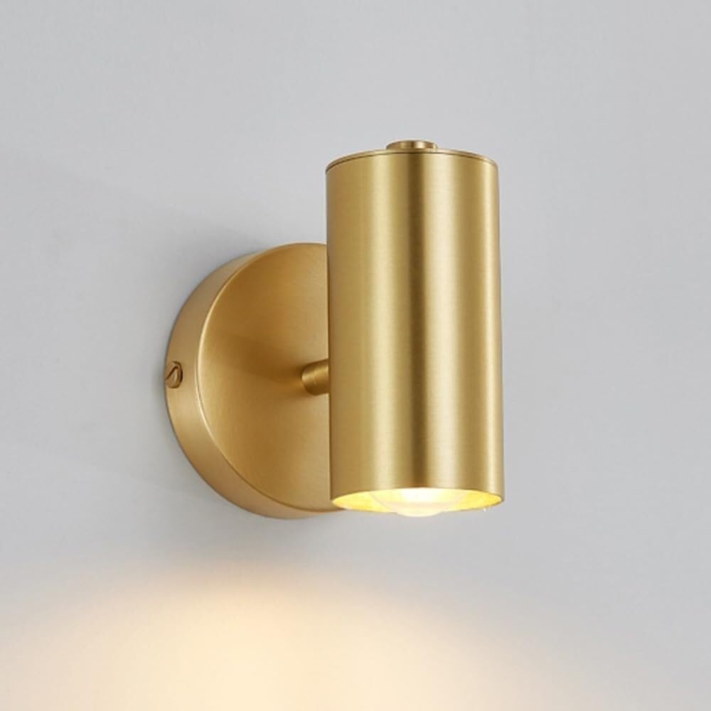 CWCQGH Wall Sconce Adjustable Bedside Reading Lighting Hardwired Indoor Brass Wall Lamp Vintage Industrial,Brass Color