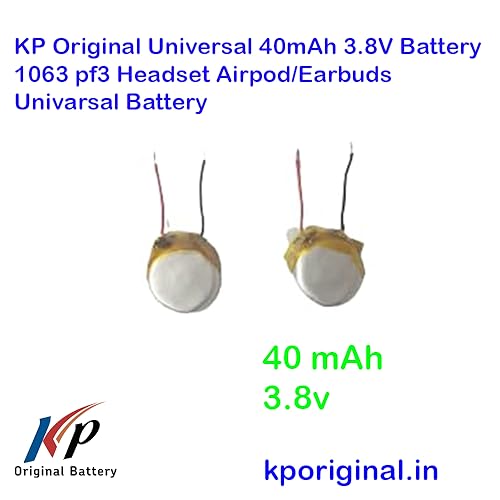 Image of KP Original Universal 40mAh 3.8V Battery for 1063 pf3 Headset (Pack of 2) 40 mAh Airpod /Earbuds Univarsal Battery