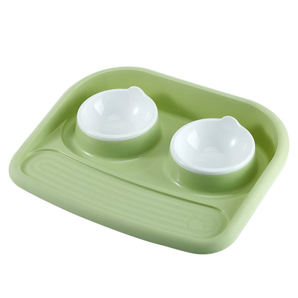 ACSUZ Thicken Pet Food Bowl Non-Slip Pet Rice Bowl Double Bowl Pet Supplies for Cats Dogs Pet Food Bowl Dog Feeder,Green