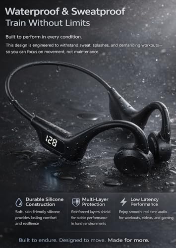 Image of Earflow Air Conduction Headphones, V5.3 Bluetooth Earphones with IPX6 Sweat & Splash Resistance, Open Ear Headset for Ear Health & Comfort, Ideal for Sports, Running, Climbing, Cycling