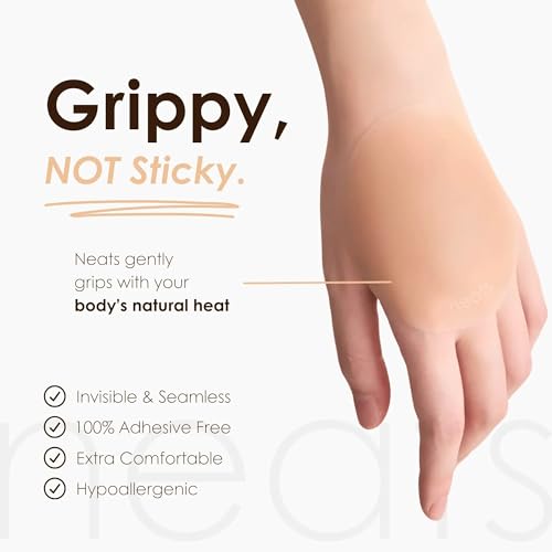 NEATS Grippy Nipple Covers for Women, Reusable Hypoallergenic Silicone Pasties, Non-Adhesive Body-Heat Activated, Invisible No-Show Breast Covers Champagne2