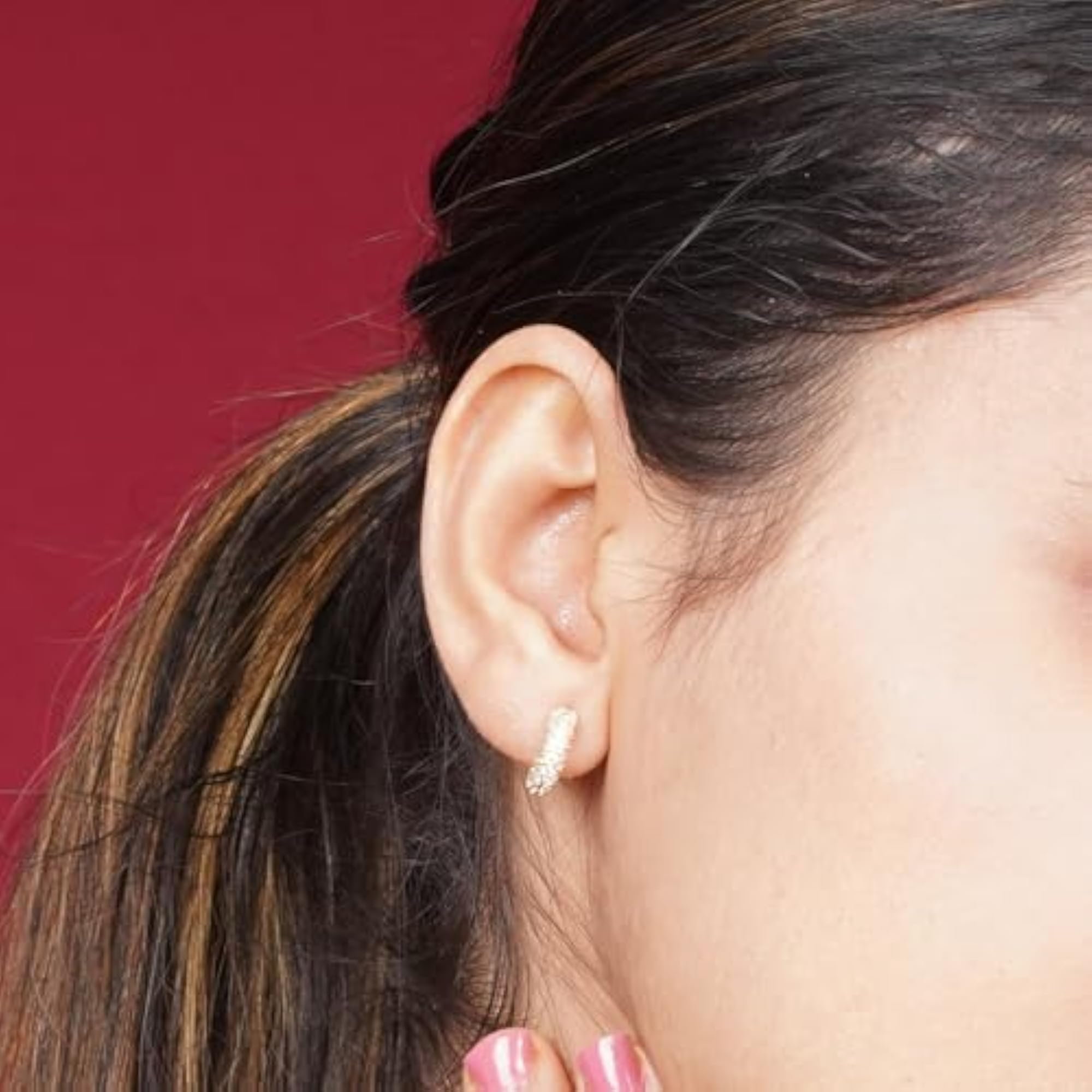 18K Gold Plated Pavé Zircon Mini Hoop Earrings, Elegant Design