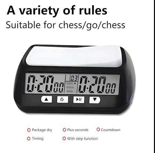 Image of 24x7 eMall Chess Clock for Professional Board Games Timer Clock Pro Digital Chess Timer Professional for Board Games Timer with Alarm Function Count up and Count Down Black