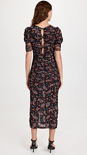Robe midi Briella imprimé noir et violet taille S en coupe fluide