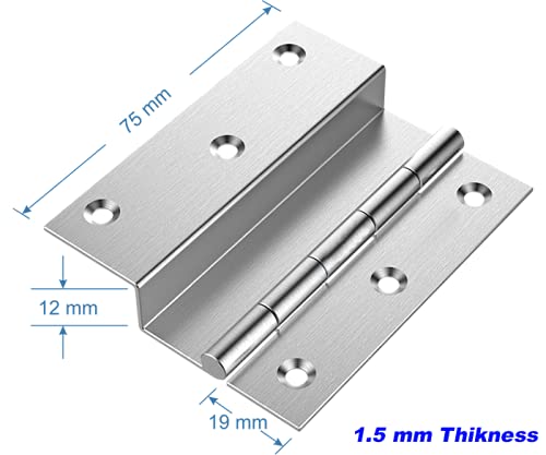 Image of Atlantic Stainless Steel L-Hinges 3 inch X 3 /4 inch X12 MM Matt Finish Pack of 06