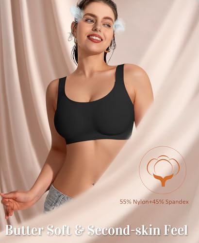 Image of Wireless Jelly Seamless Bras for Women No Underwire Tshirt Full Coverage Padded Bra Comfortable Everyday Bralettes