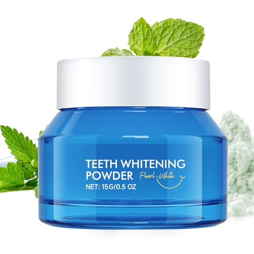 Image of Teeth Whitening Powder with Hydroxyapatite - Tooth Powder for Surface Stain Removal - Fresh Mint Formula for Coffee & Tea Stains - Enamel-Friendly Whitening Powder for Sensitive Teeth