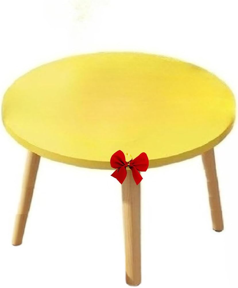 Round Gift Display Table for Christmas, 19.7W x 15.7H inches, Bright Yellow, Edge Protection Film, 3 Legs